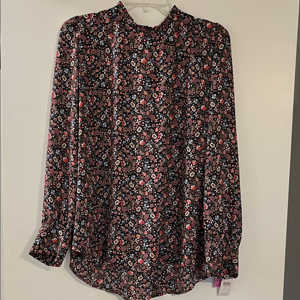 NWT Loft Paisley/Floral Long Sleeve Women's blouse XL